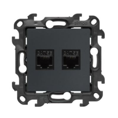 Simon 24 Gniazdo komputerowe podwójne RJ45 kat. 5e grafitowy mat N52.01/38 (N52.01/38)